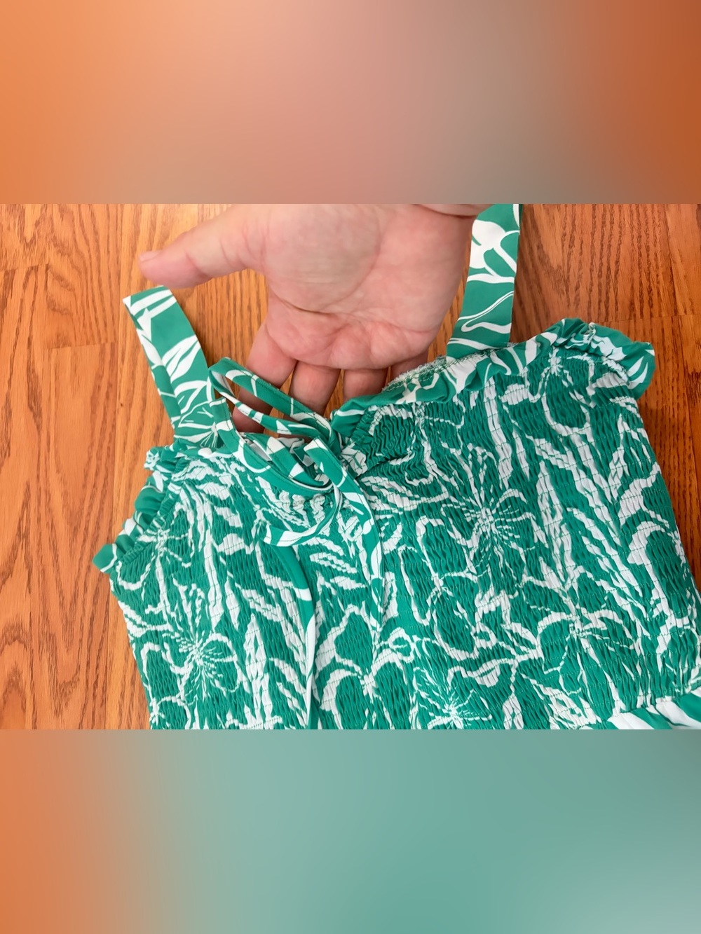 Grace Karin Green Floral High-Low Smocked Sundress - Picture 3 of 9
